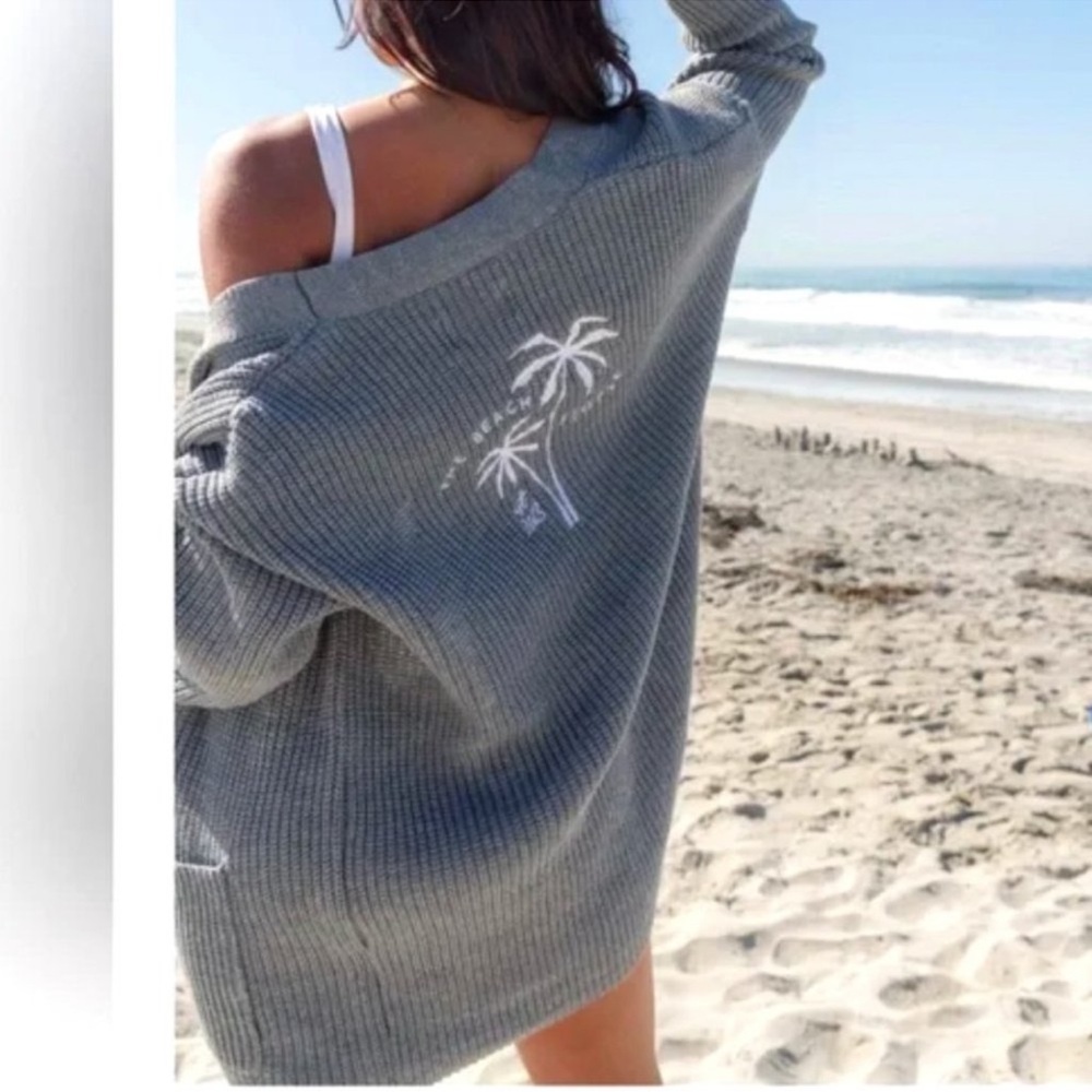 The Beach People Twim Palms Open Front Cardigan SZ M/L